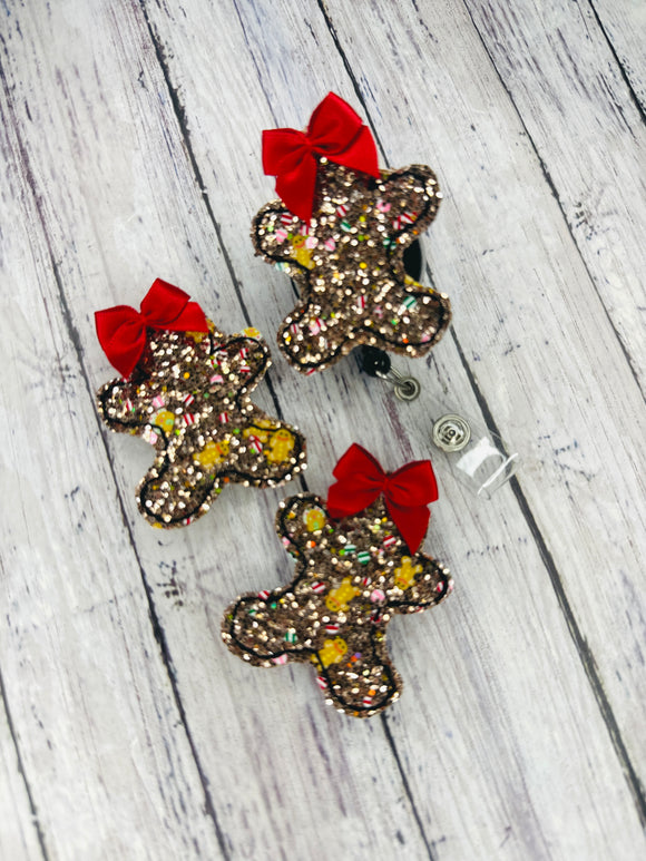 Chunky Glitter Gingerbread Badge Feltie