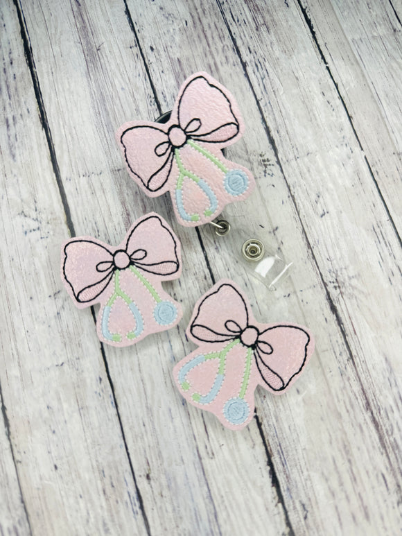 Bow Stethoscope Badge Feltie