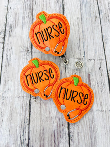 Pumpkin Stethoscope Nurse Badge Feltie