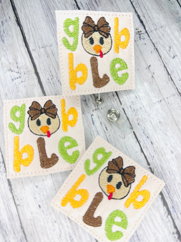 Gobble Turkey Badge Feltie