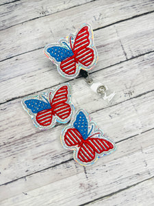 Flag Butterfly Badge Feltie