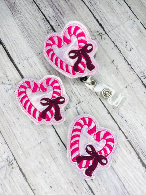 Candy Cane Heart Badge Feltie