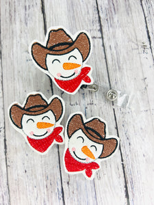 Cowboy Snowman Badge Feltie