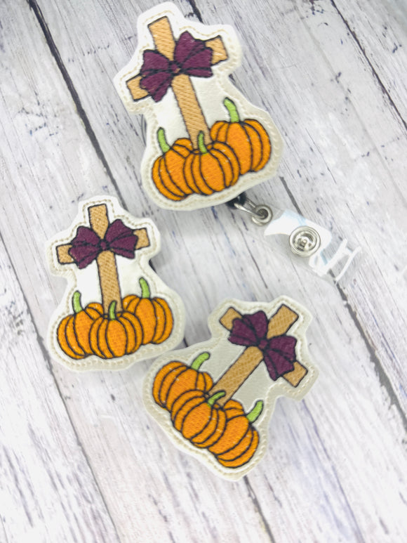 Pumpkin Cross Badge Feltie