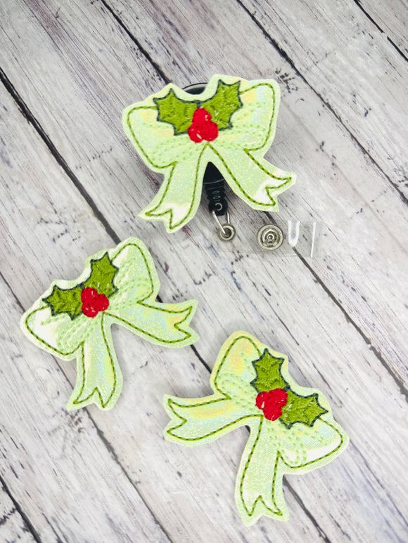 Holly Bow Badge Feltie