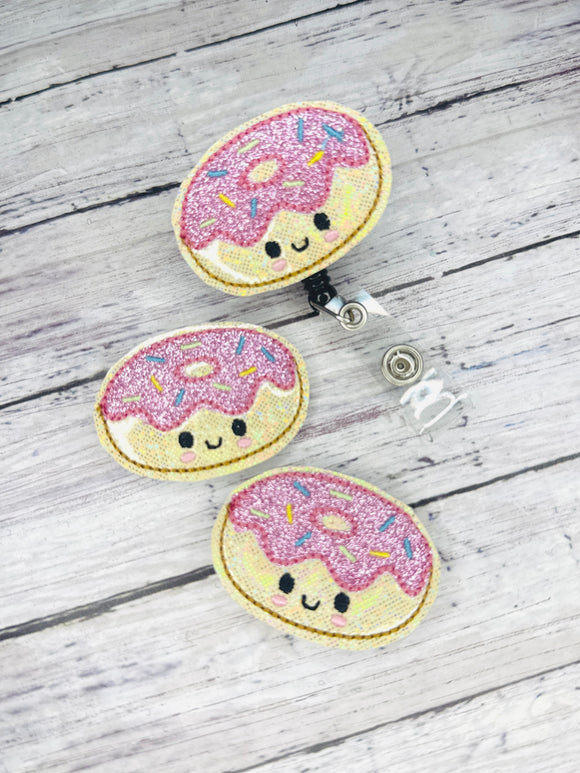 Glitter Donut Badge Feltie