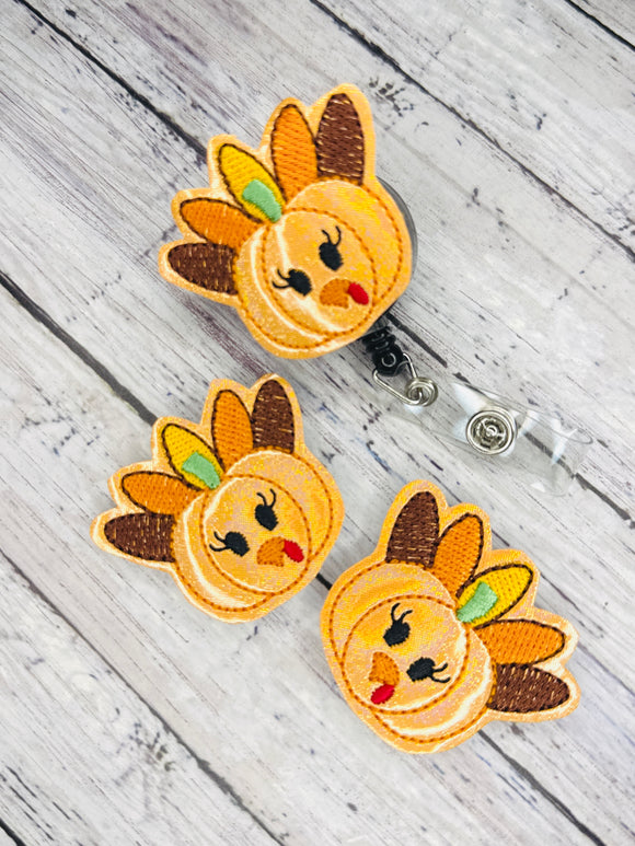 Turkey Pumpkin Badge Feltie
