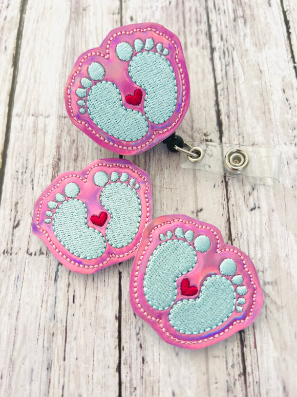 Baby Footprints with Heart Badge Feltie