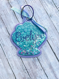 Purple & Blue Seashell Bag Tag Shaker