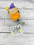 Witch Hat Pumpkin Baby Badge Feltie