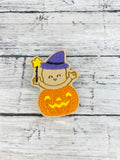 Witch Hat Pumpkin Baby Badge Feltie