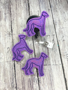 Purple Greyhound Silhouette Badge Feltie