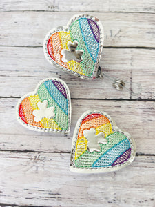 Shamrock Rainbow Heart Badge Feltie