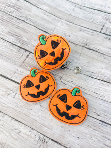 Girly Holo Pumpkin Badge Feltie