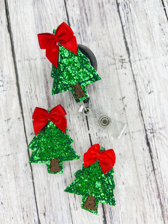 Chunky Glitter Christmas Tree Badge Feltie
