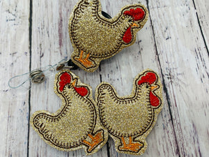 Gold Chicken Badge Feltie