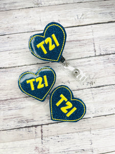 T21 Heart Badge Feltie