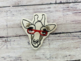 Giraffe with Glasses Badge Feltie