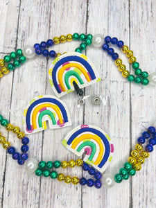Mardi Gras Rainbow Badge Feltie