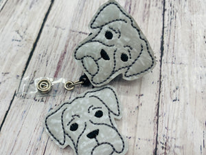 Gray Boxer Dog Badge Feltie