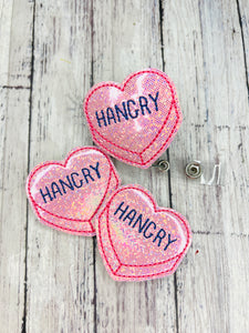 Hangry Candy Heart Badge Feltie