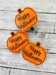 Happy Halloween Pumpkin Badge Feltie