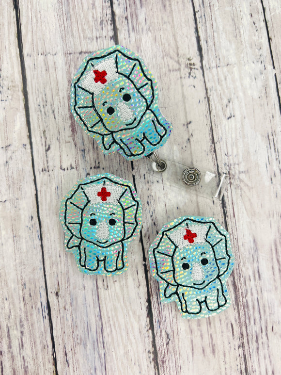 Nurse Dinosaur Badge Feltie