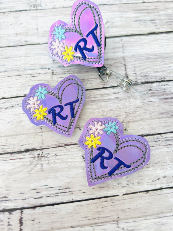 RT Flower Heart Badge Feltie