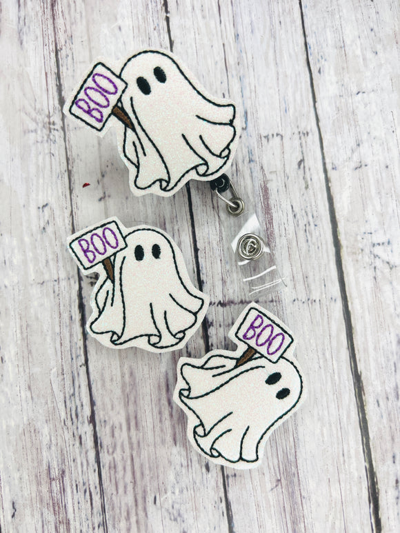 Glitter Glow Ghost with Sign Badge Feltie