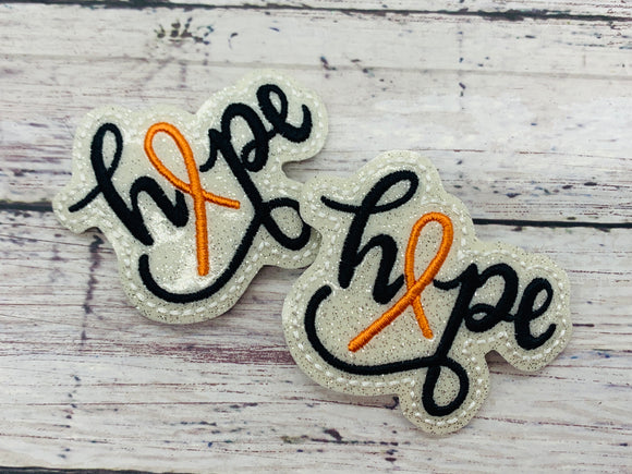 Orange Hope Cancer Awareness Badge Feltie