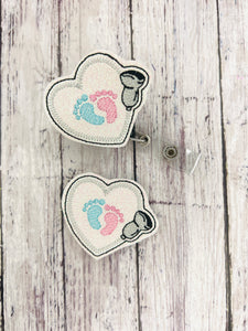 Baby Feet Ultrasound Heart Badge Feltie