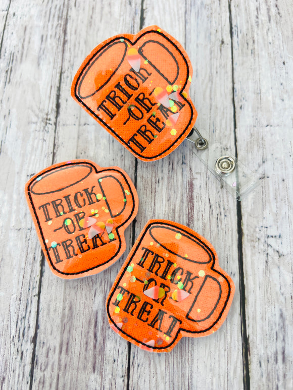 Trick or Treat Coffee Shaker Badge Feltie