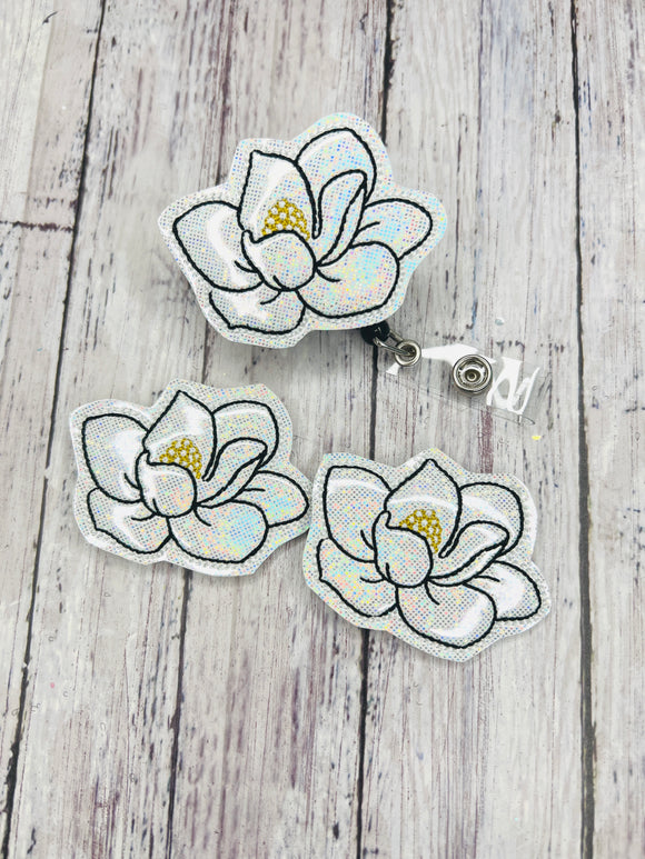Glitter Magnolia Badge Feltie