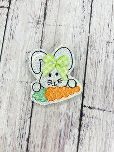Bunny with Carrot Badge Feltie