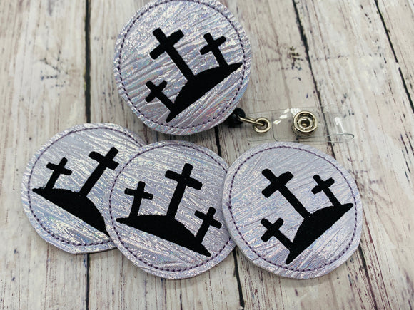 Lavender Cross Trio Badge Feltie