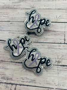 Lavender Ribbon Hope Badge Feltie