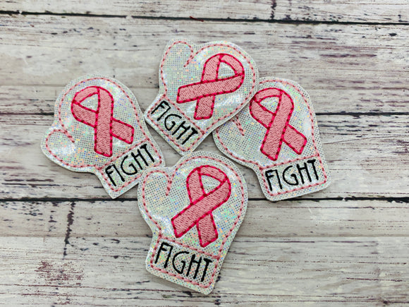 Breast Cancer Fight Glove Badge Feltie