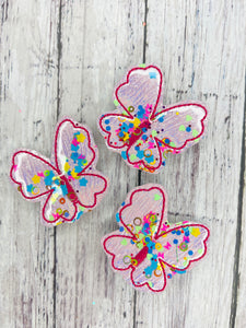 Pink Butterfly Shaker Badge Feltie