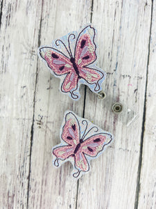 Purple and Pink Butterfly Badge Feltie