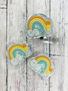 Swirly Rainbow Badge Feltie