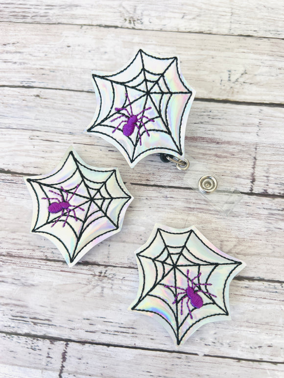 Holographic Spider Web Badge Feltie
