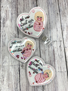 Pink Ask me about our Burritos Shaker Badge Feltie