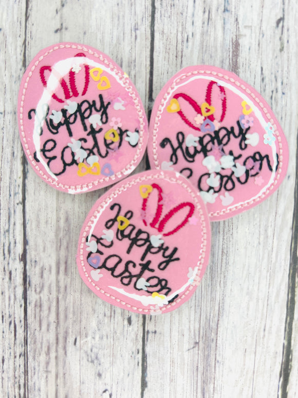 Happy Easter Egg Shaker Badge Feltie