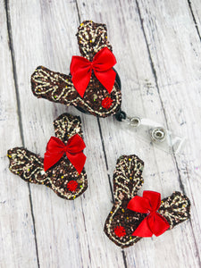 Chunky Glitter Reindeer Silhouette Badge Feltie