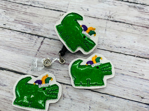 Mardi Gras Alligator Badge Feltie