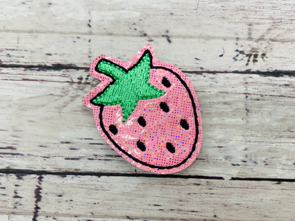 Pink Strawberry Badge Feltie